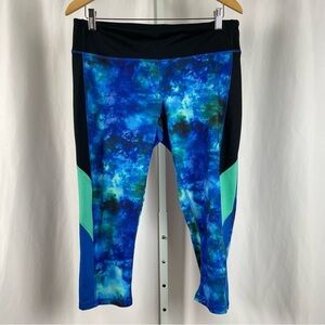 C9 Champion DuoDry XL Tie Dye Abstract Boho Crop Leggings Summer Aqua Water